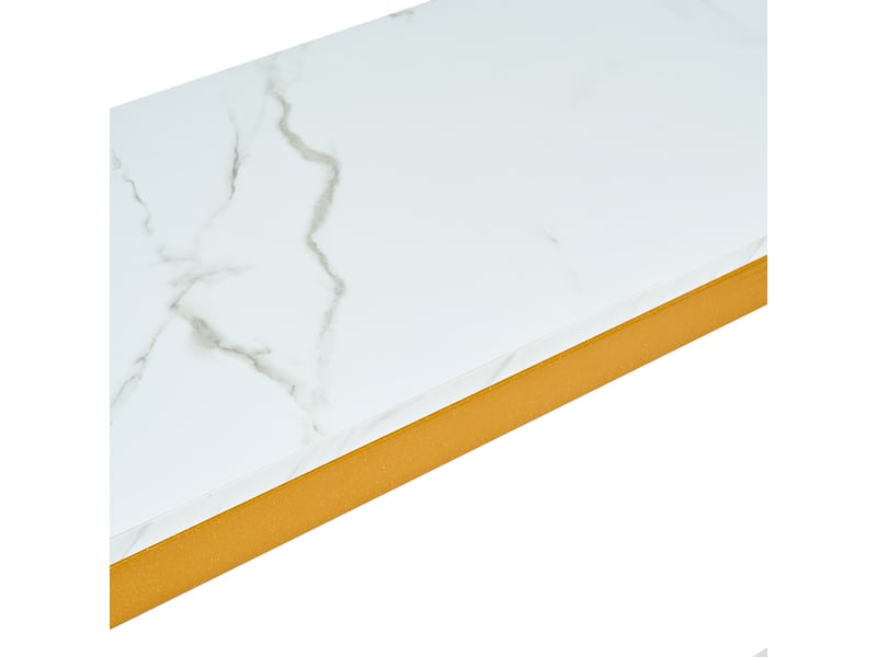  Console 123,5 cm – effet marbre blanc et doré avec 2 étagères – meuble d'entrée moderne – structure métallique robuste  - Conforama E