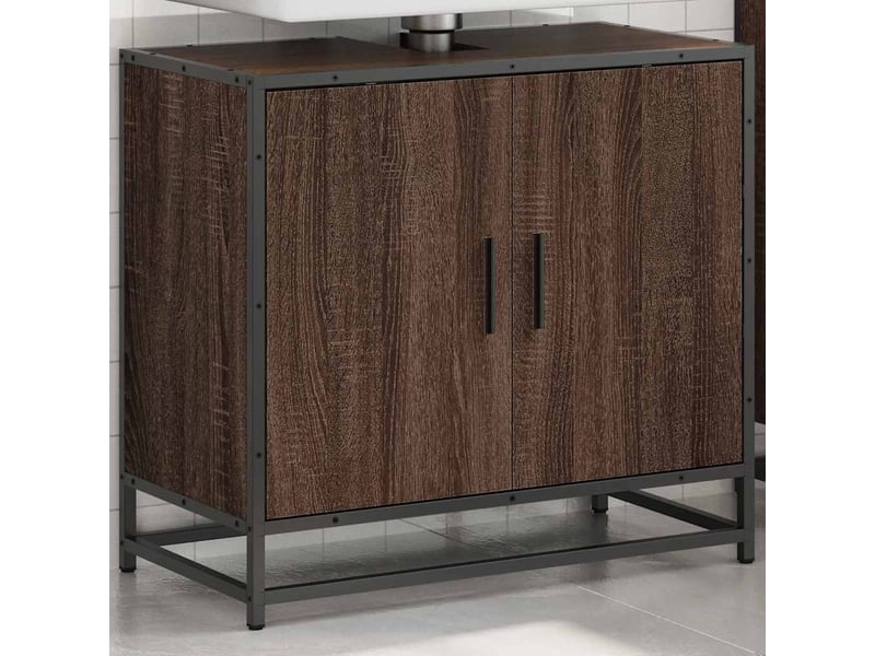  Armoire de lavabo de salle de bain chêne marron 65x33x60 cm  - Conforama C