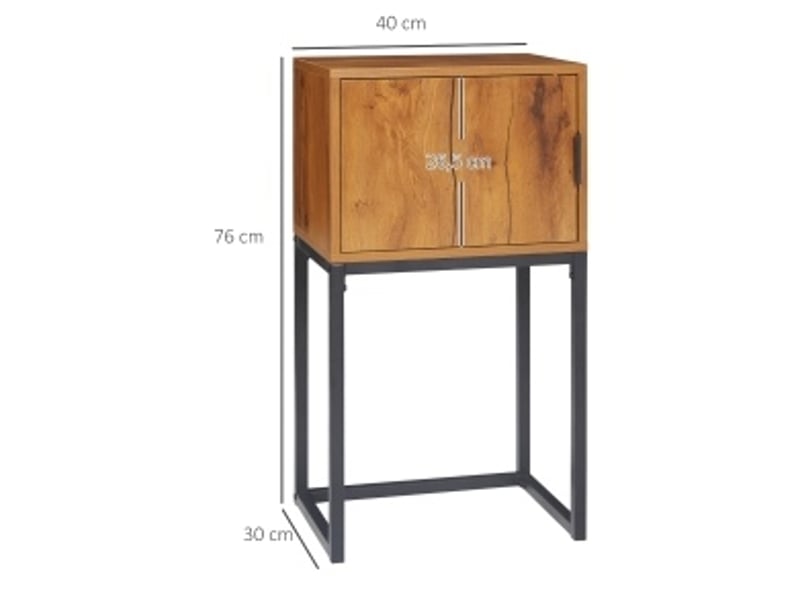  Console avec placard de rangement, piètement métal, pour entrée, salon ou chambre, décor bois naturel, 40 × 30 × 76 cm  - Conforama C