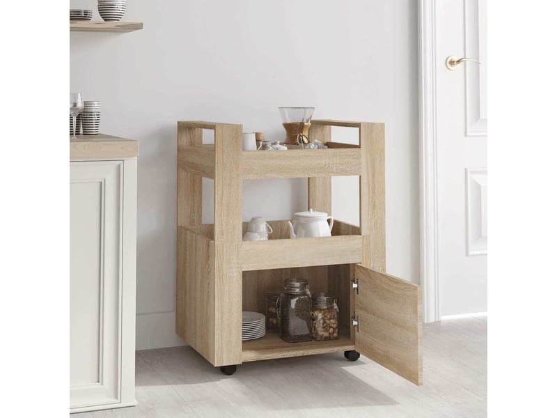  Desserte de cuisine, chariot de rangement chêne sonoma 60x45x80cm bois d'ingénierie shl6893  - Conforama C