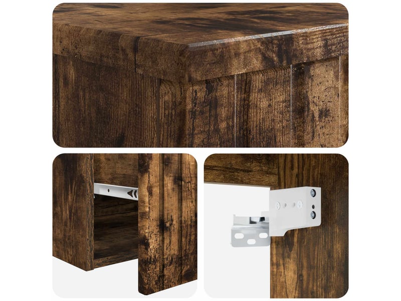  Meuble-sèche avec évier mural chêne fumé 39x41x62.5 cm  - Conforama E