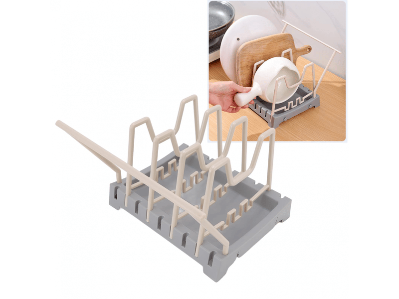 Support pour couvercle de casserole en polypropylène, gain de place, base stable et antidérapante, large application, organiseur de planche à découper - Conforama B