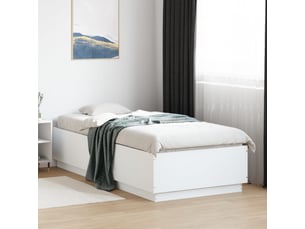 Lit adulte, lit simple, cadre de lit avec led sans matelas blanc 100x200cm cf347