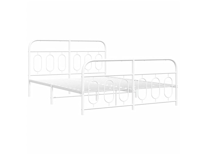  Lit double- lit adulte -  cadre de lit métal sans matelas et pied de lit blanc 135x190 cm  - Conforama B