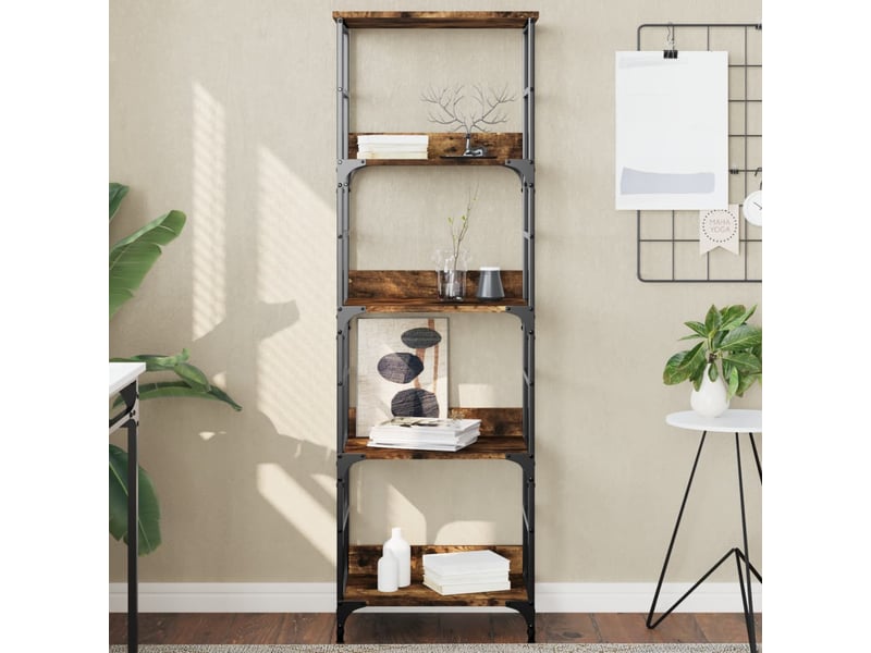  Bibliothèque, étagère de rangement chêne fumé 50x33x153 cm bois d'ingénierie  - Conforama B