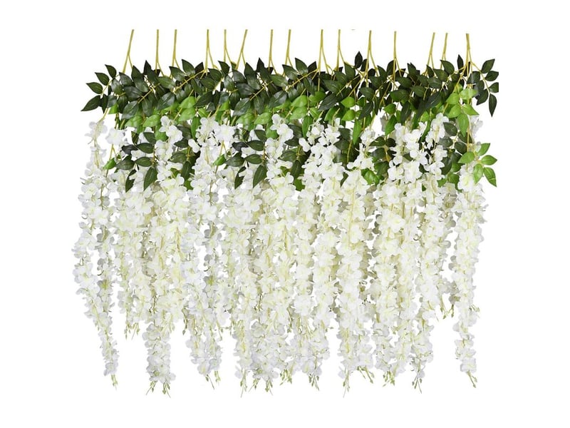  Guirlande de fleurs artificielles en rotin, 12 pièces, 110 cm, pour décoration de fête, mariage, maison, blanc  - Conforama A