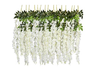 Guirlande de fleurs artificielles en rotin, 12 pièces, 110 cm, pour décoration de fête, mariage, maison, blanc