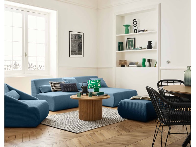  Onyx - canapé modulable d'angle réversible 4 places - en velours côtelé - lisa design - bleu ONYX - Conforama D