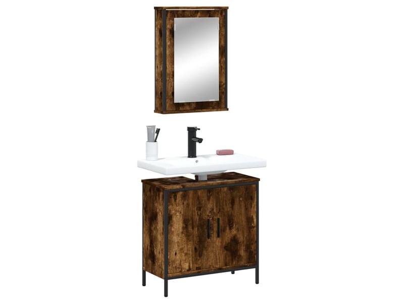  Ensemble de meubles de salle de bain 2 pcs chêne fumé cf63579  - Conforama B