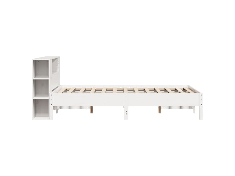  Lit double- lit adulte -  lit bibliothèque sans matelas blanc 150x200 cm bois pin massif  - Conforama D