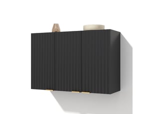 Meuble haut de cuisine mural 3 portes en mdf noir, 90x29x60 cm