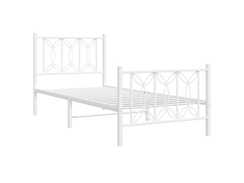  Lit simple- lit adulte -  cadre de lit métal sans matelas avec pied de lit blanc 80x200cm  - Conforama B