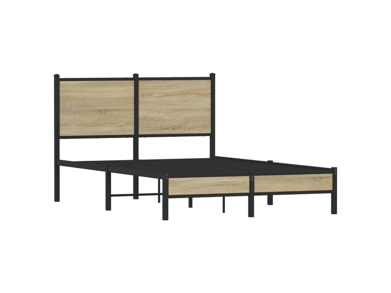  Lit double- lit adulte -  cadre de lit en métal sans matelas chêne sonoma 120x190 cm  - Conforama B