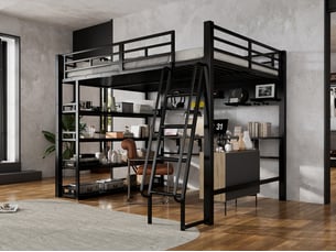 Lit mezzanine 140x200 cm <strong>LEYTN</strong> <strong></strong> coloris noir