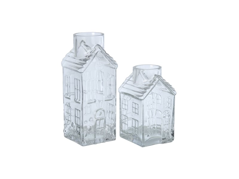  Vase maison en verre karin 30cm transparent  - Conforama B