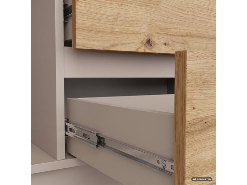 Commode k140 cachemire 138 cm 2 portes 4 tiroirs couleur chêne artisan mat 4 étagères 138x40x99 cm Commode K140 - Conforama D