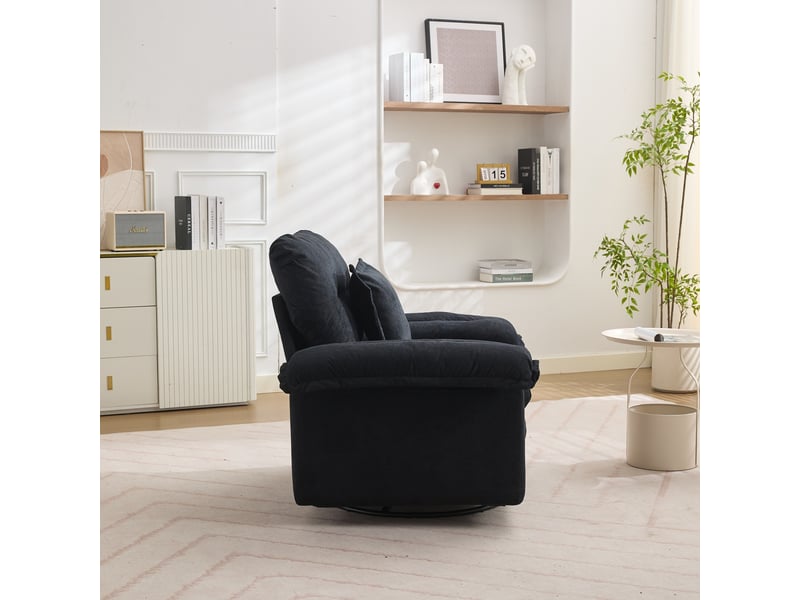  Canapé 1 place, canapé de salon, pivotant à 360°, finition capitonnée, format surdimensionné, pour salon, en chenille, chambre  - Conforama D
