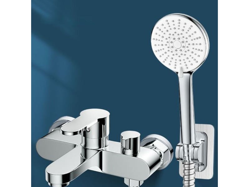  Robinet baignoire argenté, douchette, mitigeur 2 sorties, monocommande, support et flexible 1.5m. Pour bain et douche, design moderne et fonctionnel.  - Conforama A