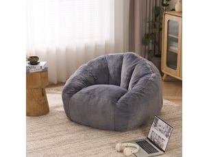 Fauteuil pouf pour adultes et enfants, soutien du dos et lombaire, rembourrage en mousse, polyester gris clair