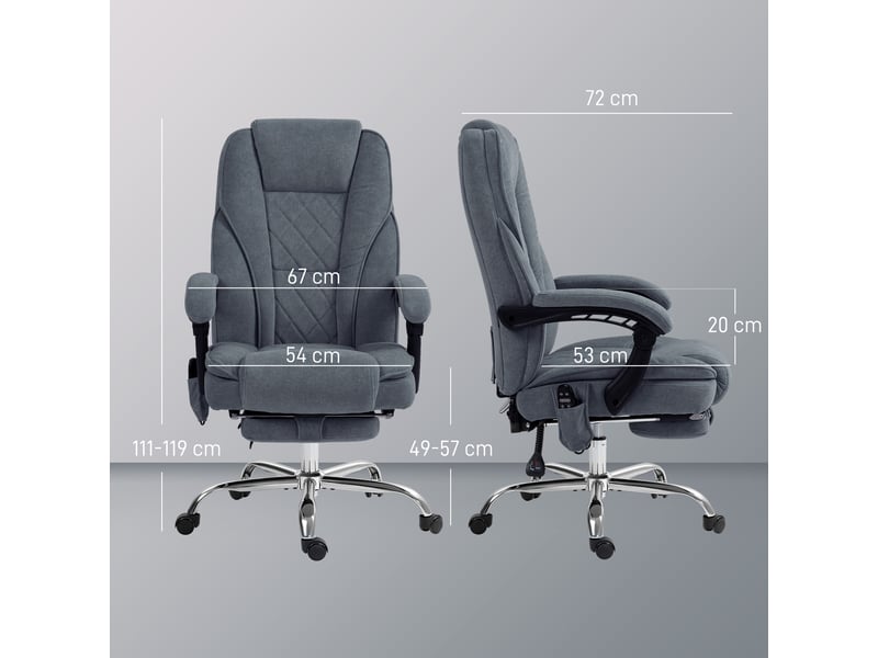  Fauteuil de bureau massant et chauffant, chaise de bureau, 67x72x119cm, gris foncé  - Conforama E