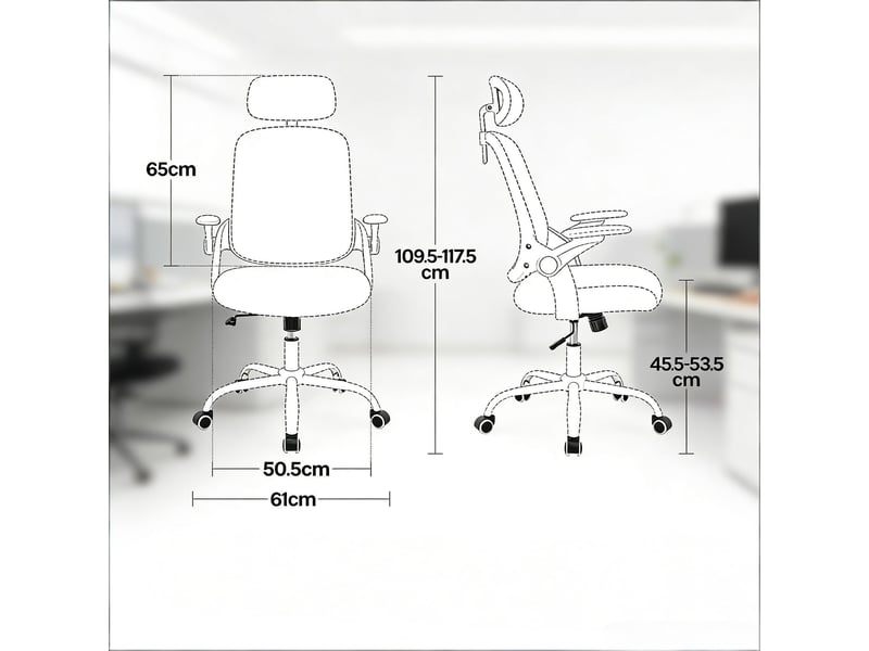  Chaise de bureau ergonomique - avec dossier inclinable, appui-tête réglable et accoudoirs 3d - en maille et métal bleu  - Conforama D