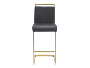 Chaises hautes nordiques en simili cuir noir – lot de 2, pieds dorés, parfait bar et cuisine