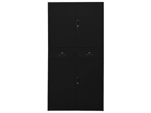 Armoire de bureau, rangement de bureau noir 90x40x180 cm acier