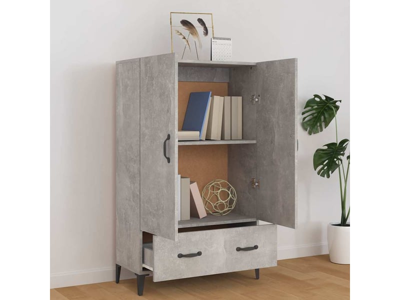  Buffet haut - bahut - meuble de rangement gris béton 70x31x115 cm bois d'ingénierie  - Conforama C