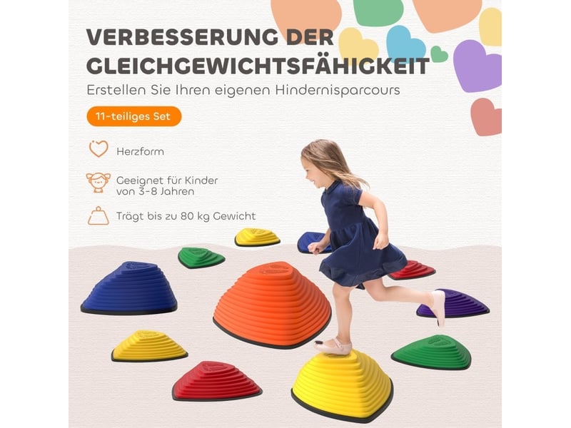  Pierres d'équilibre enfant 40 x 40 cm, lot de 11 – multicolore – antidérapantes, empilables intérieur et extérieur  - Conforama E