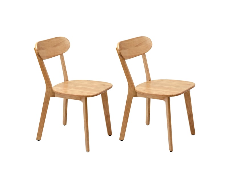  Lot de 2 chaises de salle à manger 49,5 x 40 x 78 cm – bois clair – dossier incurvé et patins réglables  - Conforama A