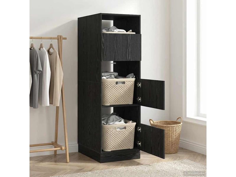  Armoire à laver chêne noir 50x68x162 cm bois d'ingénierie  - Conforama D