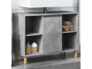Meuble salle de bain rangement, commode gris béton 80x33x60cm bois d'ingénierie shl7470