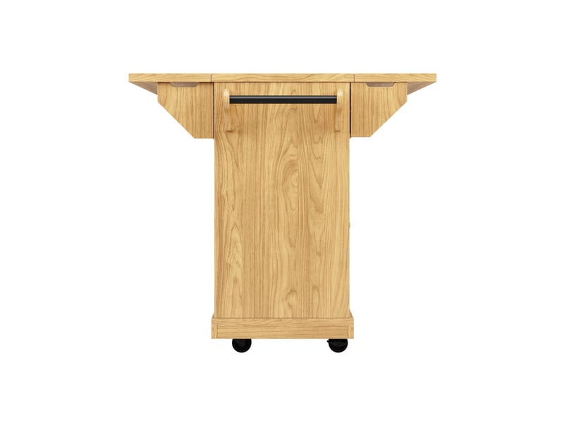 Desserte de cuisine 142,5 x 80 x 95 cm coloris bois clair, mdf et métal, plateau extensible sur roulettes - Conforama E