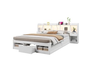 Lit avec rangement 140x200 cm WISHDOR   coloris blanc