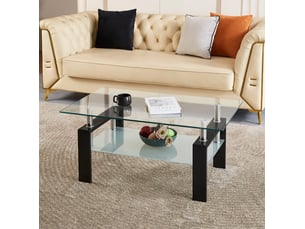 Table basse rectangulaire coloris transparent <strong>DESMIU</strong> <strong></strong> - 60 cmx100 cm