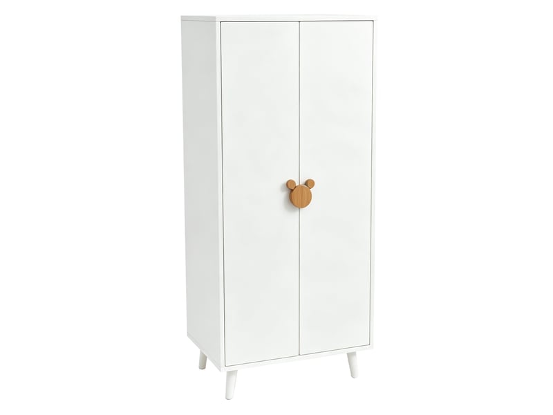 Armoire enfant 2 portes 70 x 55 x 170 cm avec rangement, blanc et bois  - Conforama A