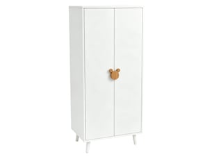 Armoire enfant 2 portes 70 x 55 x 170 cm avec rangement, blanc et bois