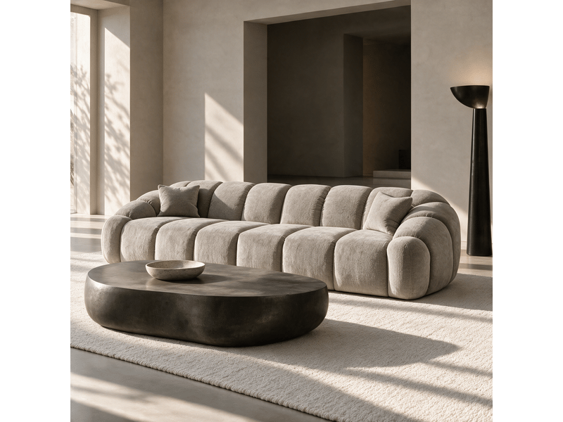  Canapé 4 places en velours gaufré taupe moka 1MOK4PVGTP - Conforama B