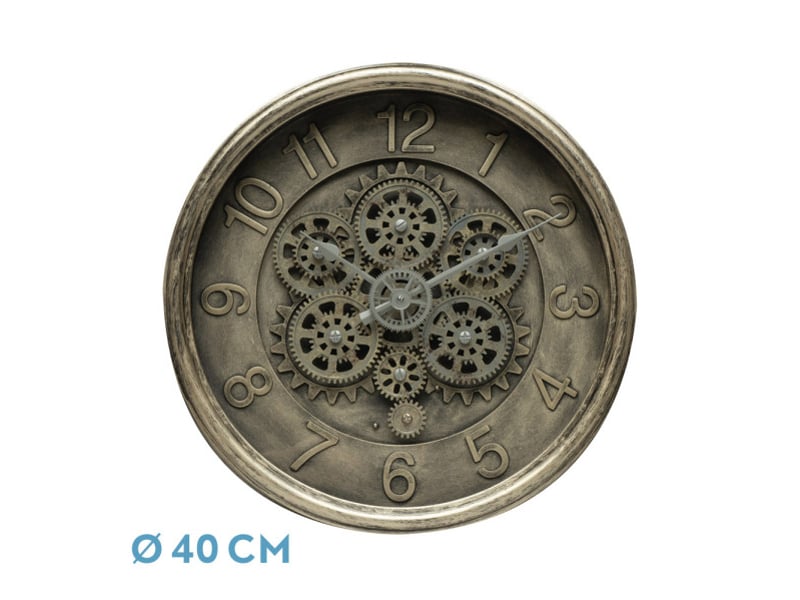  Horloge murale fabrilamp atarfe 40 x 40 cm doré rustique engrenages mobiles 217714027 - Conforama A