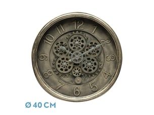 Horloge murale fabrilamp atarfe 40 x 40 cm doré rustique engrenages mobiles