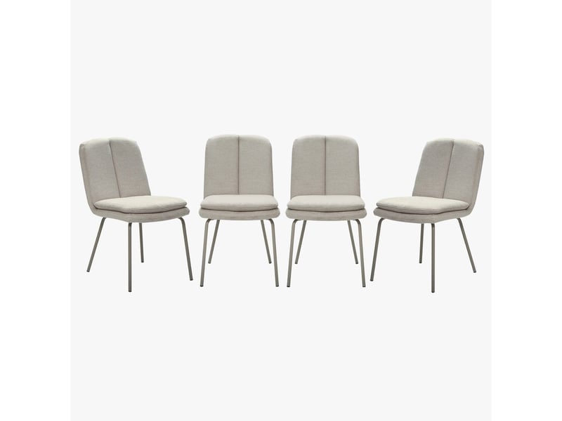 Chaises en lot de 4, tissu et pieds en métal beige h85 cm - lysa  - Conforama A