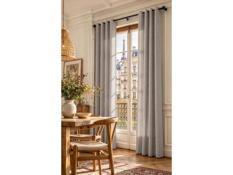 Lot de 2 rideaux à œillets 140 x 240 cm victoria fils teints jacquard - Conforama A