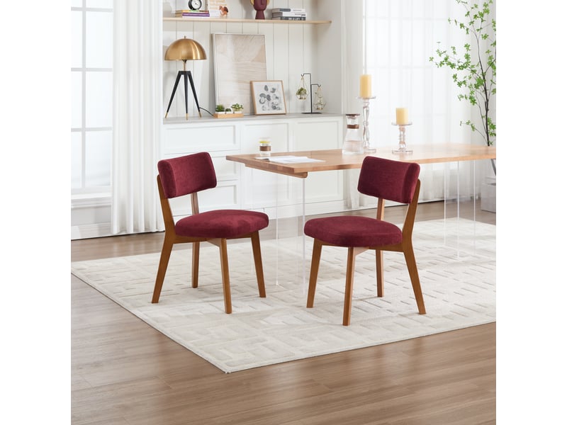  Lot de 2 chaises en tissu coloris rouge chaise rouge - Conforama B
