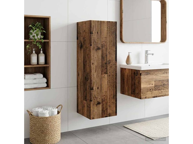  Cabinet salle de bain mural, meuble de rangement bois ancien 33x34.5x60 cm shl9682  - Conforama B