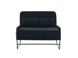 Canapé droit convertible OKWISH  2 places Tissu noir