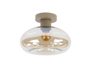 Plafonnier rond 27x20 cm en verre ambré et beige - zilur