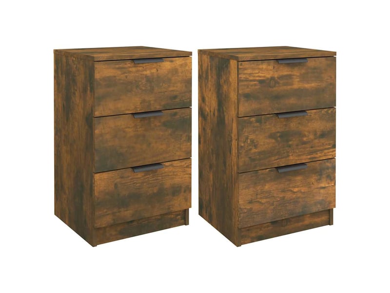  Lot de 2 tables de chevet - cabinet de chevet - table de nuit chêne fumé 40x36x65 cm  - Conforama A