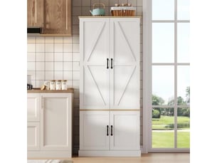 Armoire de cuisine haute 80x40x180 cm éclairage détecteur mouvement 2 tiroirs étagères réglables rangements porte mdf blanc