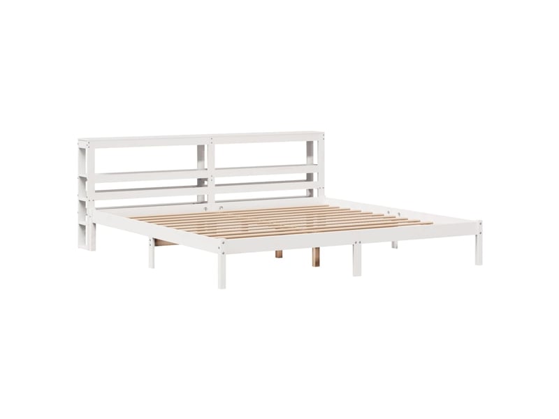 Lit double- lit adulte - cadre de lit sans matelas blanc 200x200 cm bois massif de pin - Conforama B