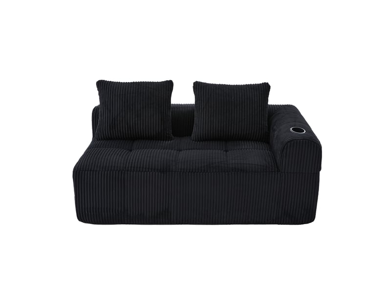  Canapé droit fixe 2 places tissu noir canapé compressible - Conforama A